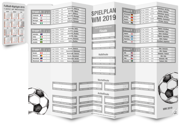 PocketPlaner aus Spielplan für die Fussballweltmeisterschaft 2019