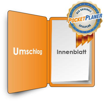 PocketPlaner Umschlag geöffnet mit Innenblatt